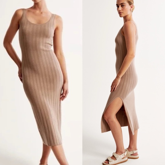 Abercrombie and Fitch Tan Ribbed Knit Dress - Picture 1 of 4